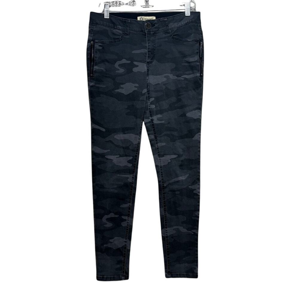 Democracy Ab Technology Dark Camo Skinny Jeans Size 8 Black Gray Zip Pockets